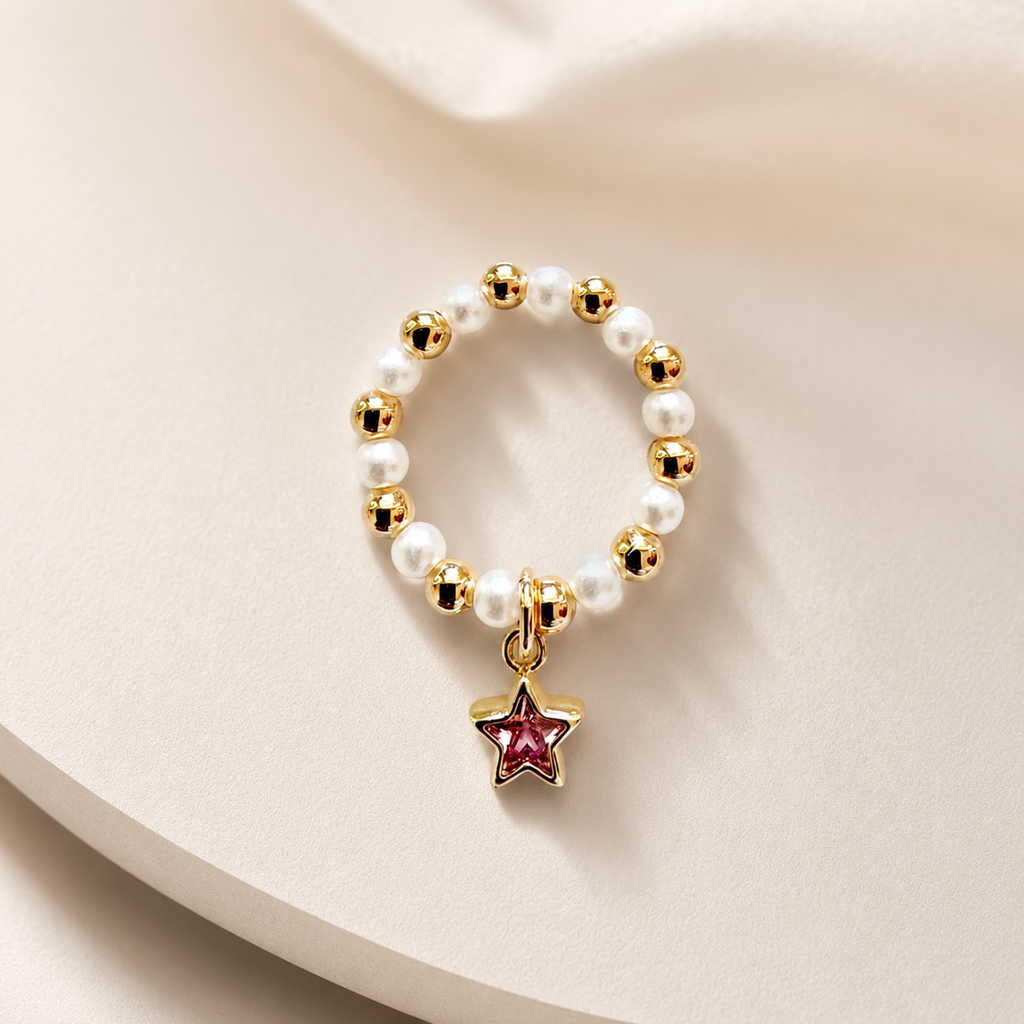 Elastic Pink Star Ring