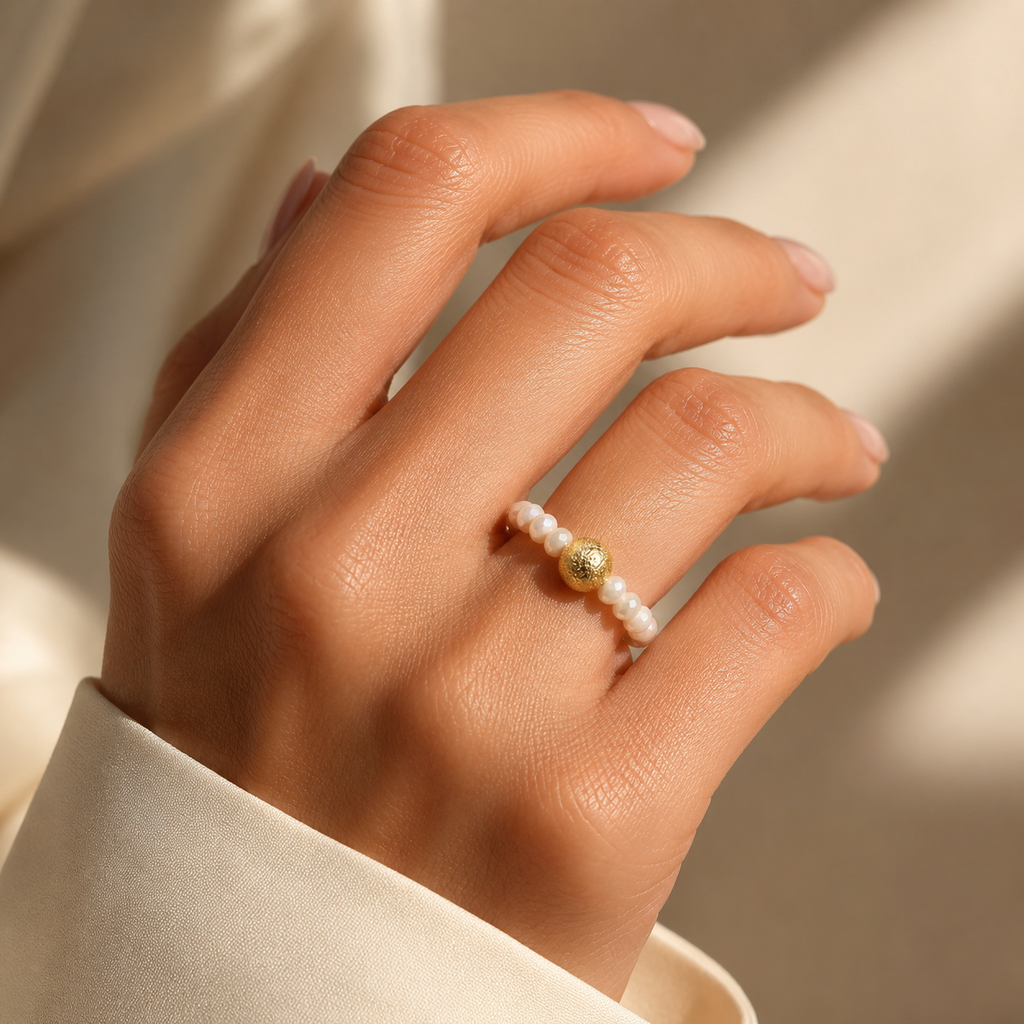 Elastic Gold Bead Ring