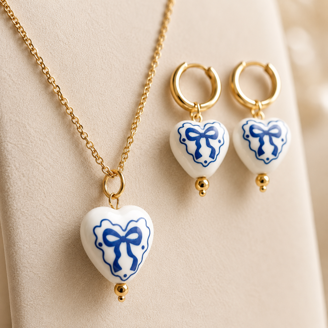 Blue Bow Heart Set
