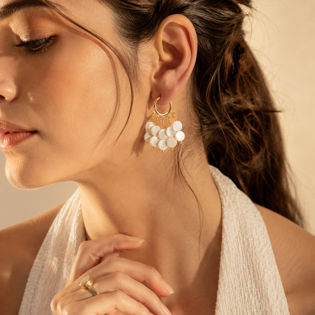 Dangling Mother of Pearl Earring