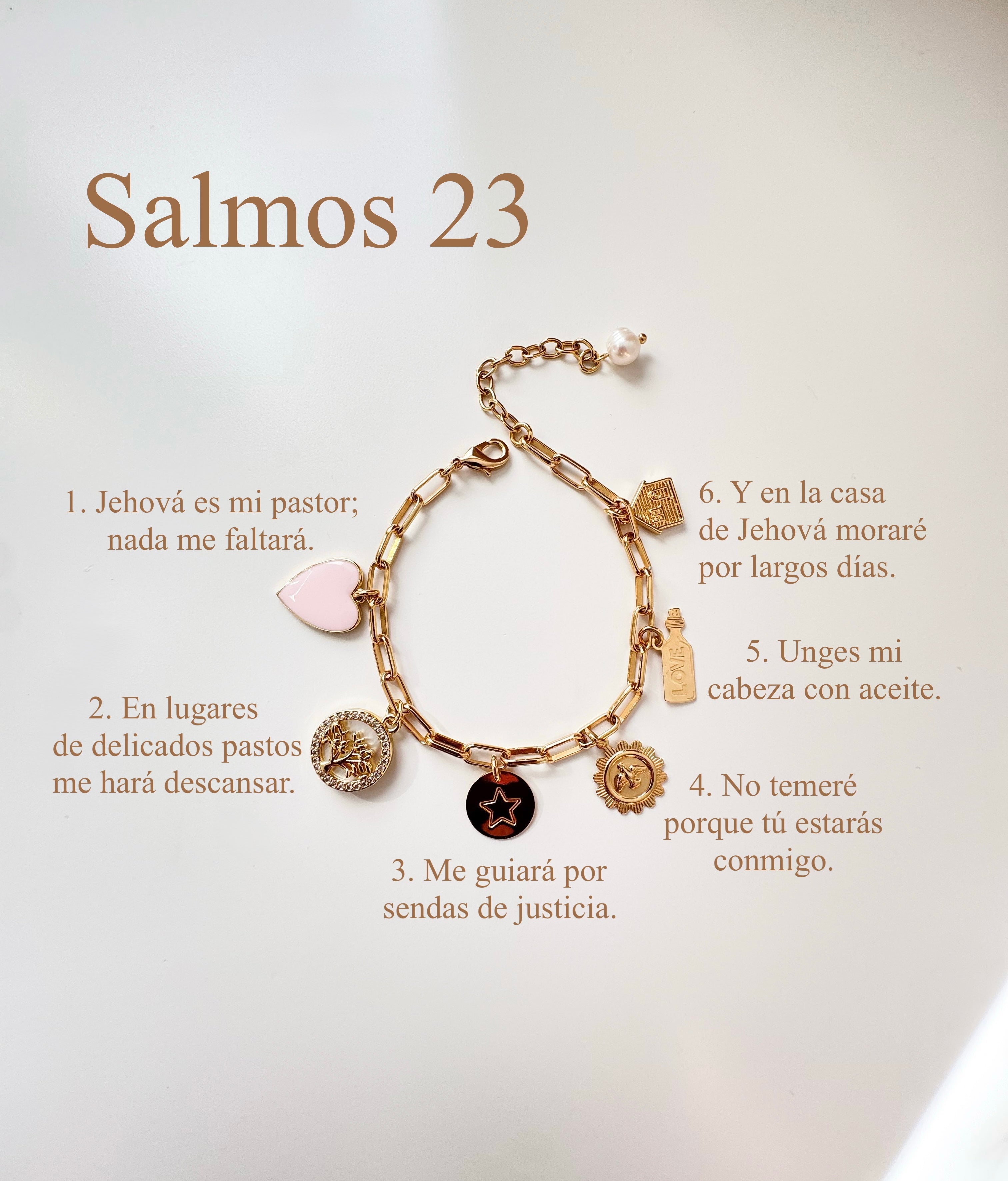 Psalm 23 Bracelet detail - hypoallergenic gold jewelry